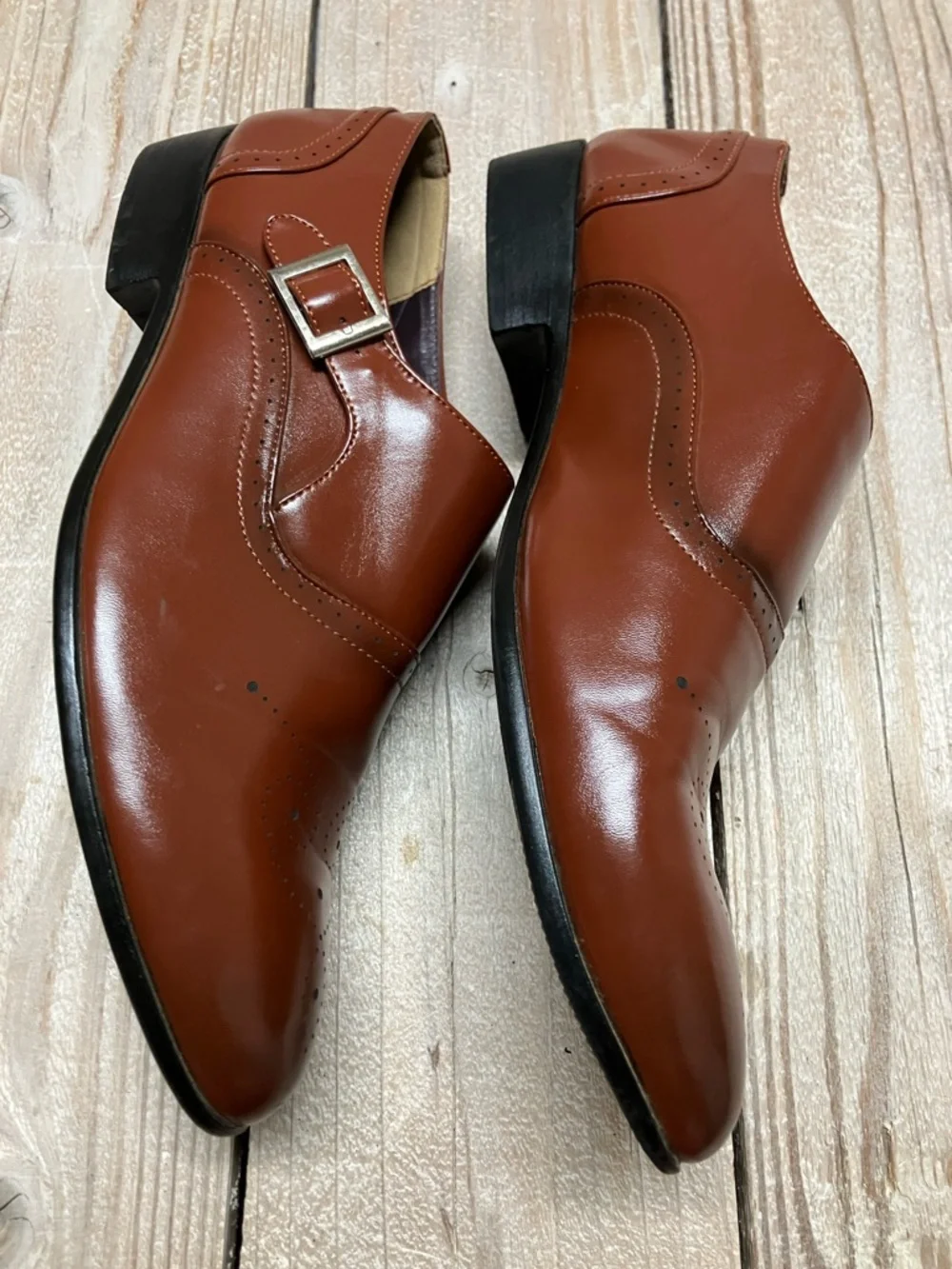 Men's Brown Leather Single Monk Strap Oxfords
